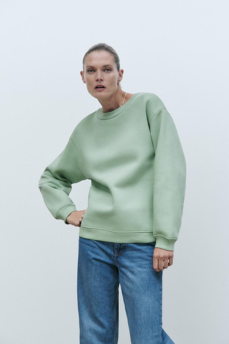 MINIMALIST OVERSIZED SWEATSHIRT Mid green ZARA Canada